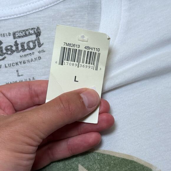 Lucky Brand Castrol Motor Oil White Graphic Retro Tee Size L NWT - Picture 7 of 9
